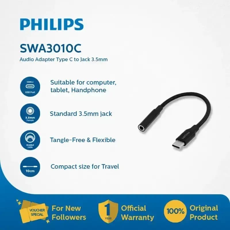 Philips SWA3010C-68 USB-C to 3-5mm Audio Adapter 5