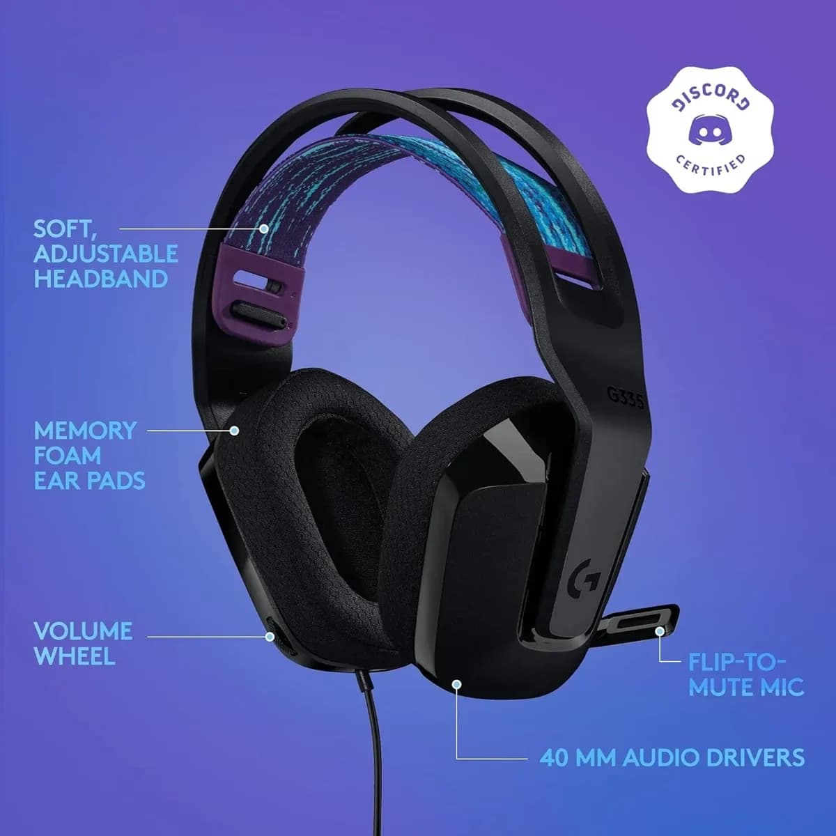 Logitech G335 Wired Gaming Headset - With Flip To Mute Microphone 5