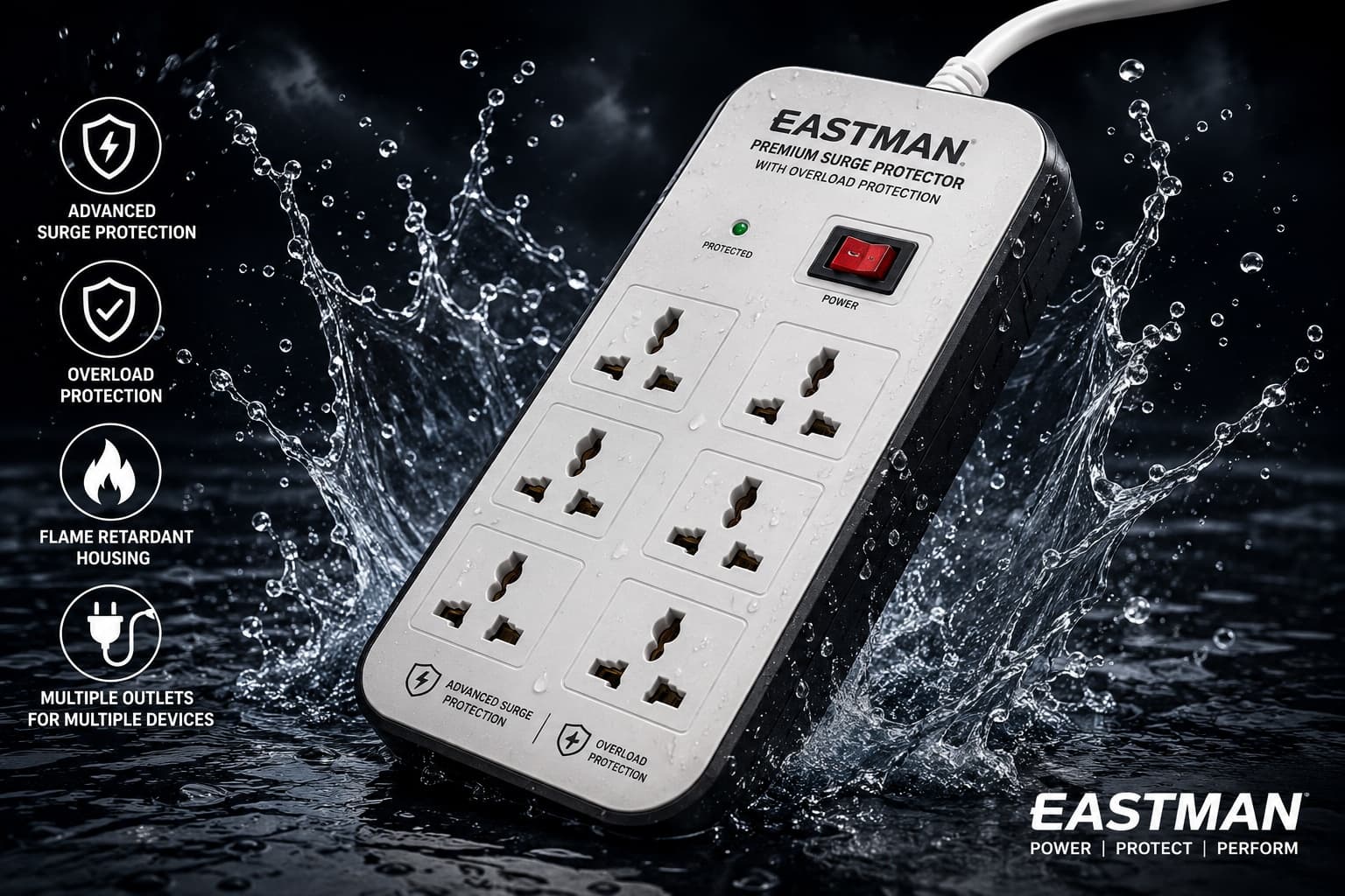 EASTMAN Premium Multi-Outlet Surge Protector with Advanced Power Surge and Overload Protection 2