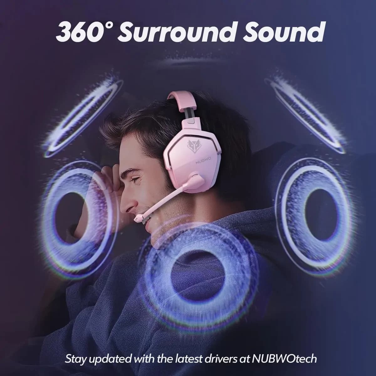 Nubwo G06 Gaming Headset - Pink & Grey 4