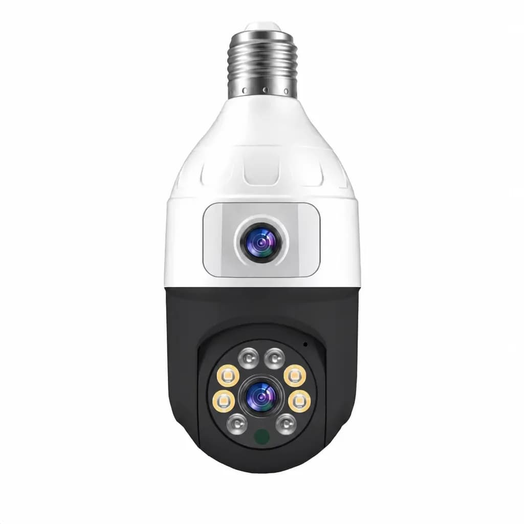 Dual Lens Smart Bulb Wi-Fi Camera – Night Vision, Motion Detection & 360° PTZ Security Camera