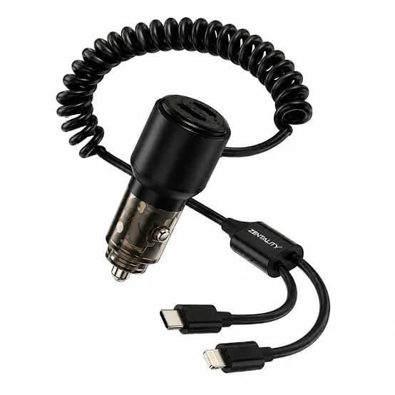 Car Charger 90W Dual port with two cable building QC-25C
