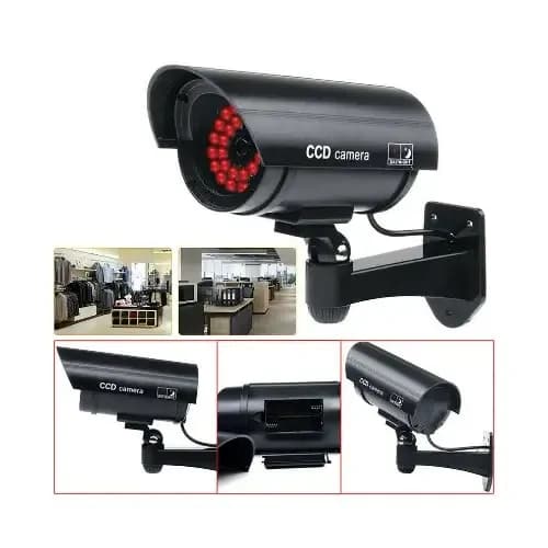 CCD Dummy CCTV Camera Flashing LED Light (Black) 3