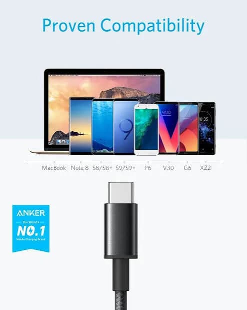 Anker Powerline Premium Nylon USB-C Cable [5-Pack, 6ft] - Black 3