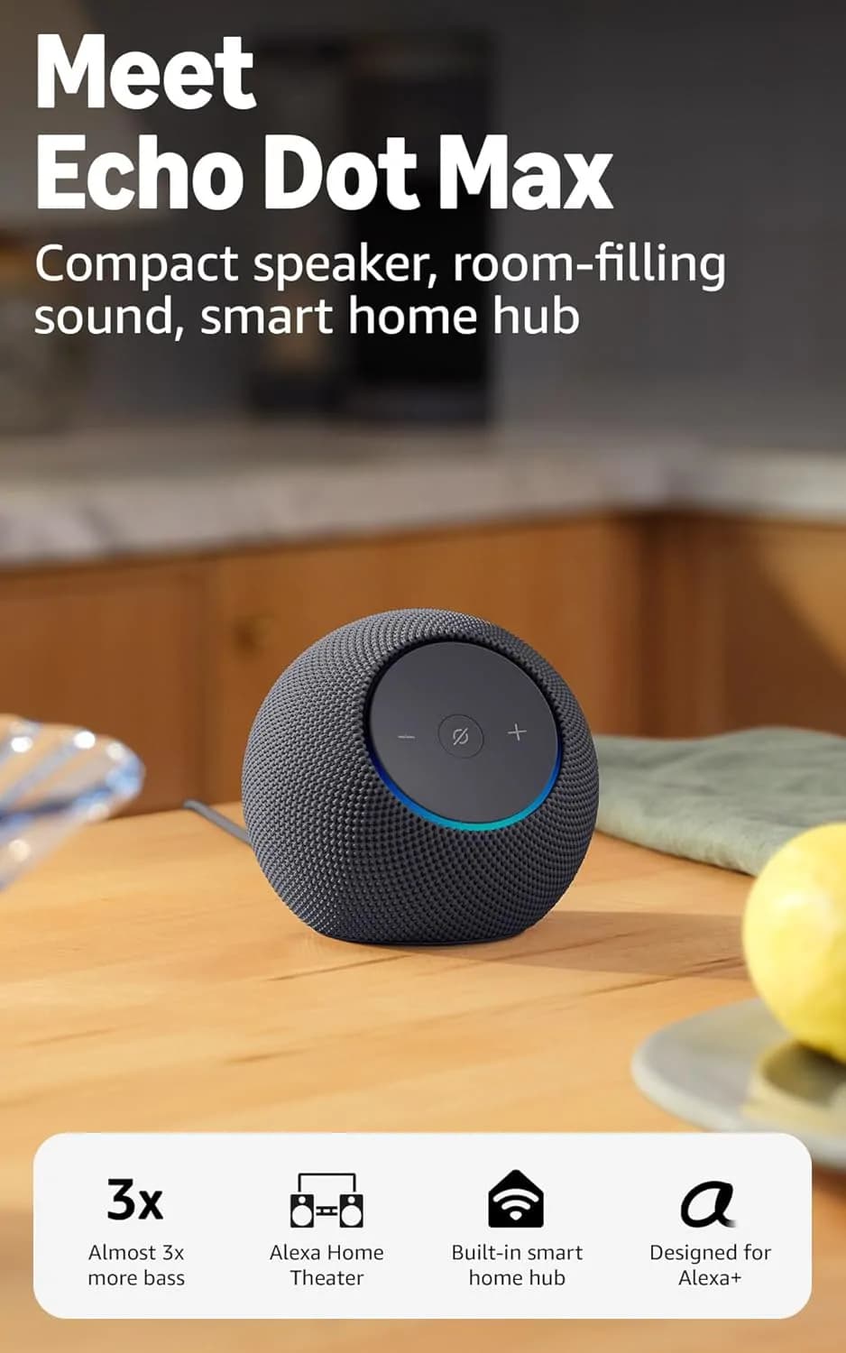 Amazon Echo Dot Max Black Smart Speaker 6