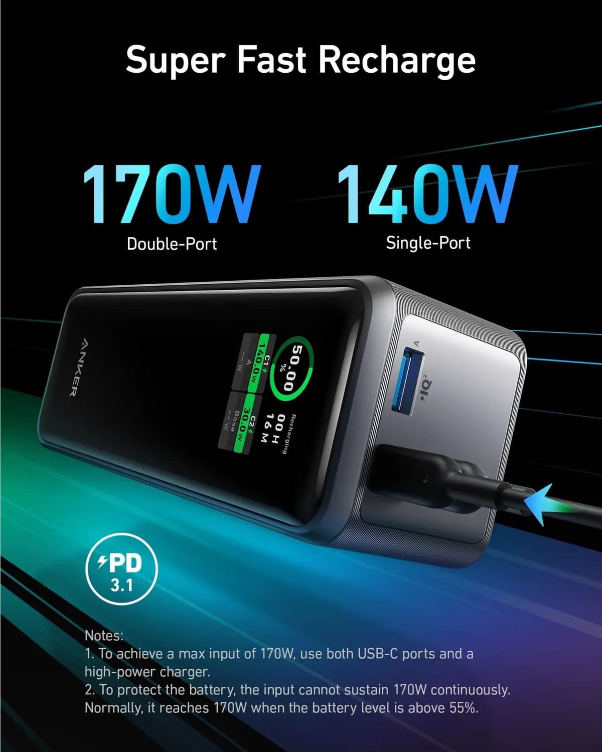 Anker Prime A1340 27650mAh 250W Power Bank Black 5