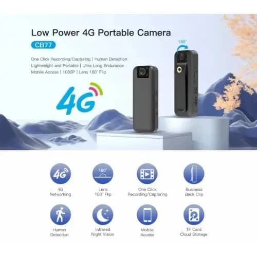Cb77 4G Clip‑on Mini Wearable Camera HD Body Cam Night Vision 4