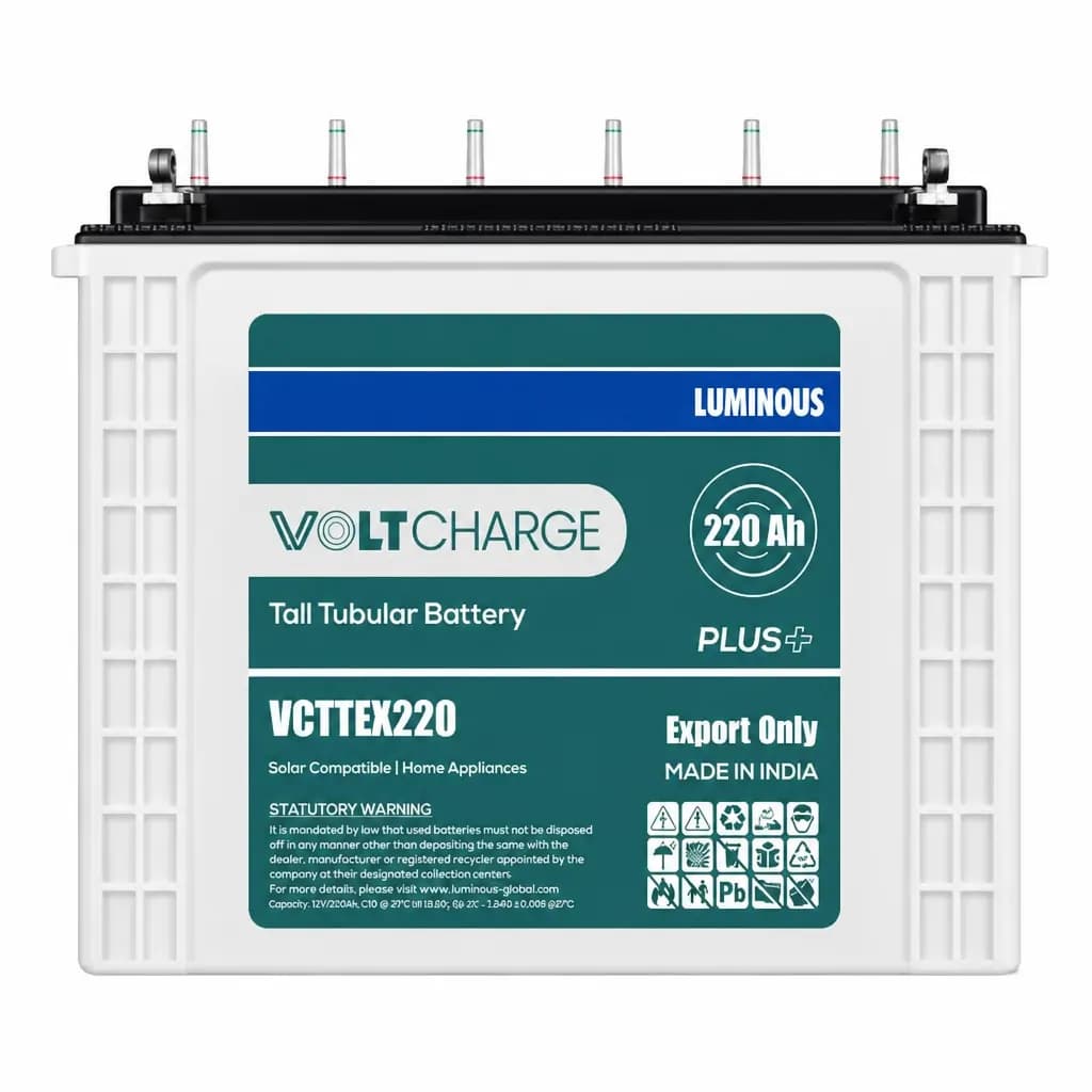 Luminous Volt Charge 12V 220Ah Tall Tubular Solar Inverter Battery