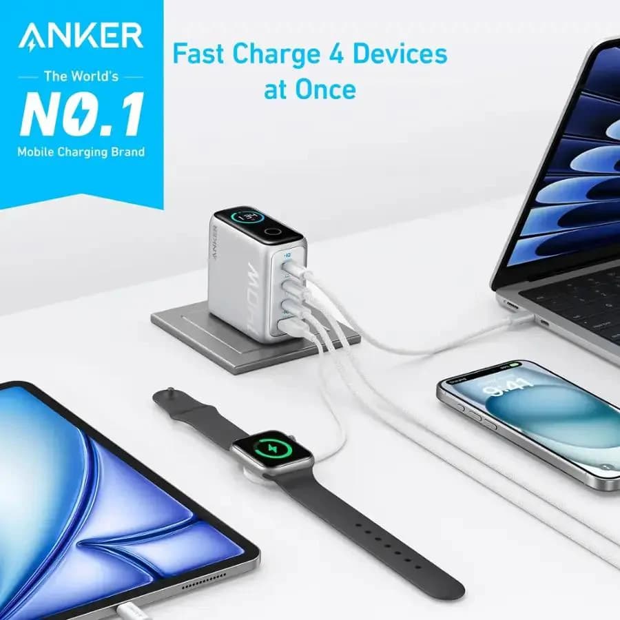 Anker Charger 140W 4-Port PD 3.1 with USB-C Cable Silver 2