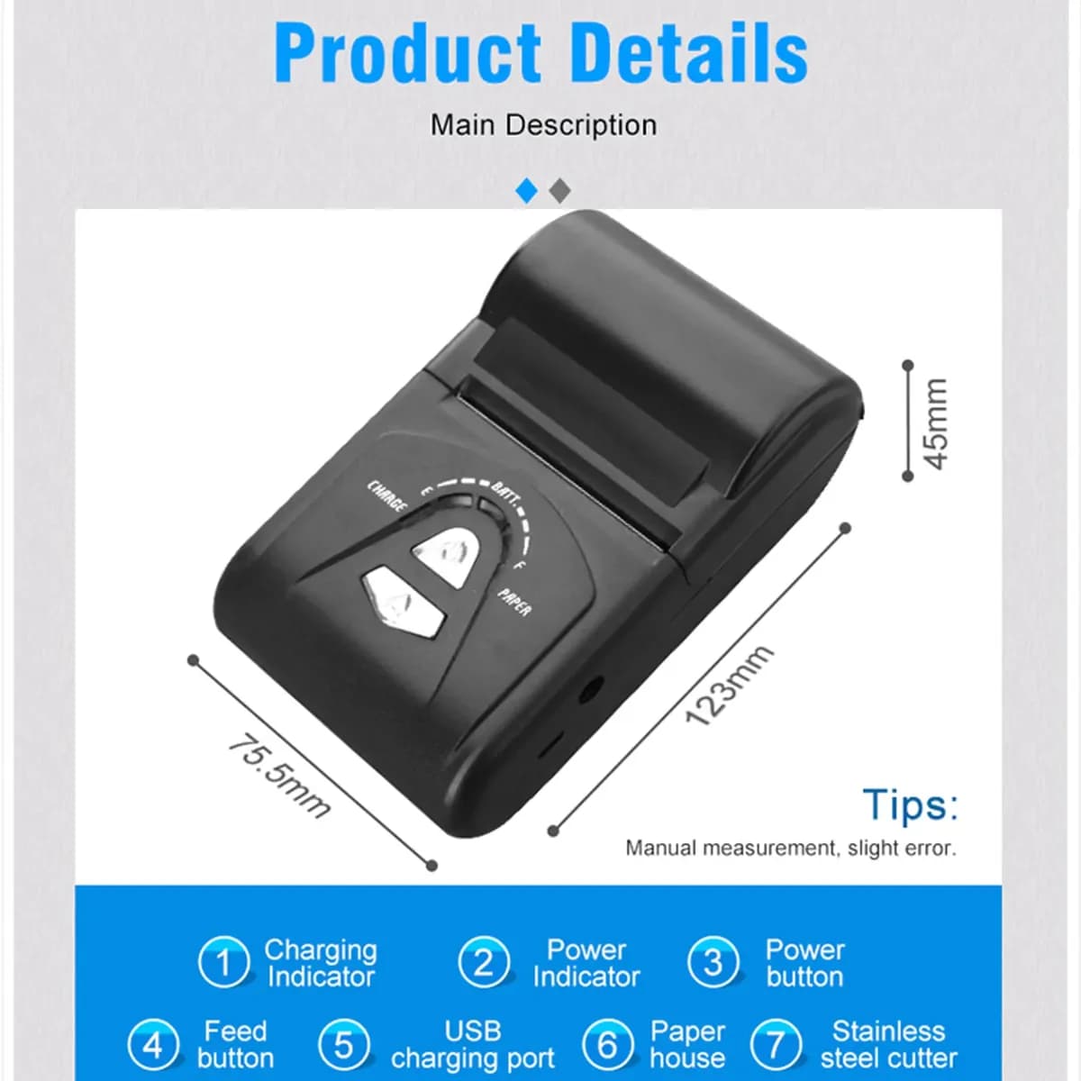 Mini Bluetooth Printer Thermal Printer With Accessories 7