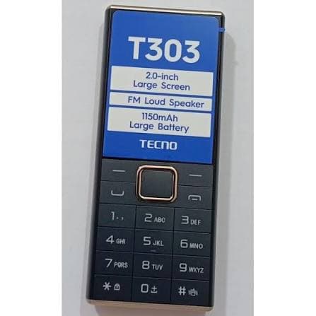 Tecno T303 Dual SIM Feature Phone – 2.8" Display, Long-Lasting Battery, Wireless FM Radio & Bluetooth 3