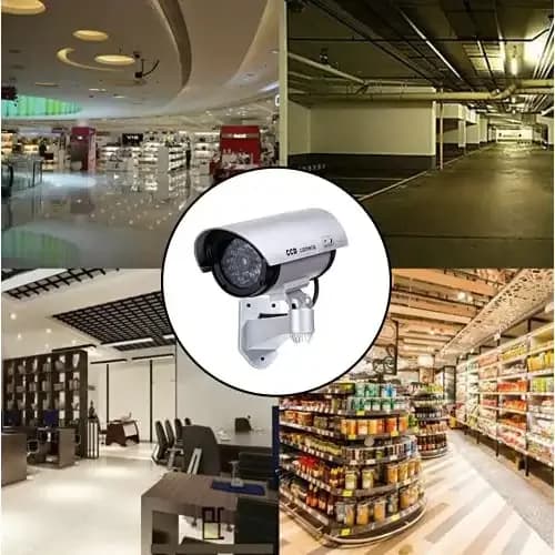 CCD Dummy CCTV Camera Flashing LED Light – Silver 4