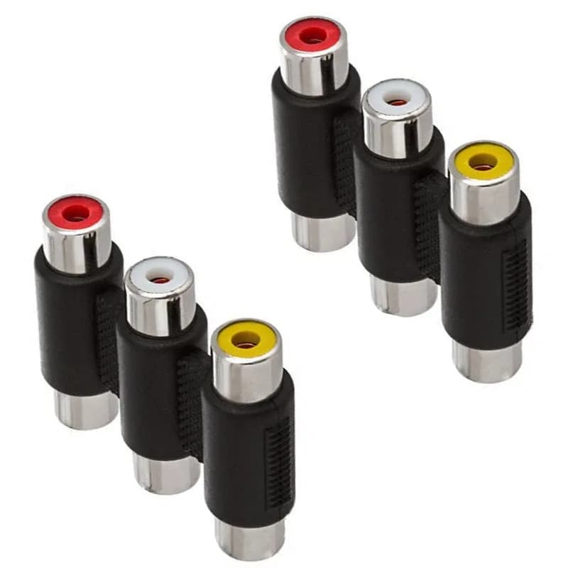 Female To Female Av 3 Rca Audio & Video Coupler Adapter 4