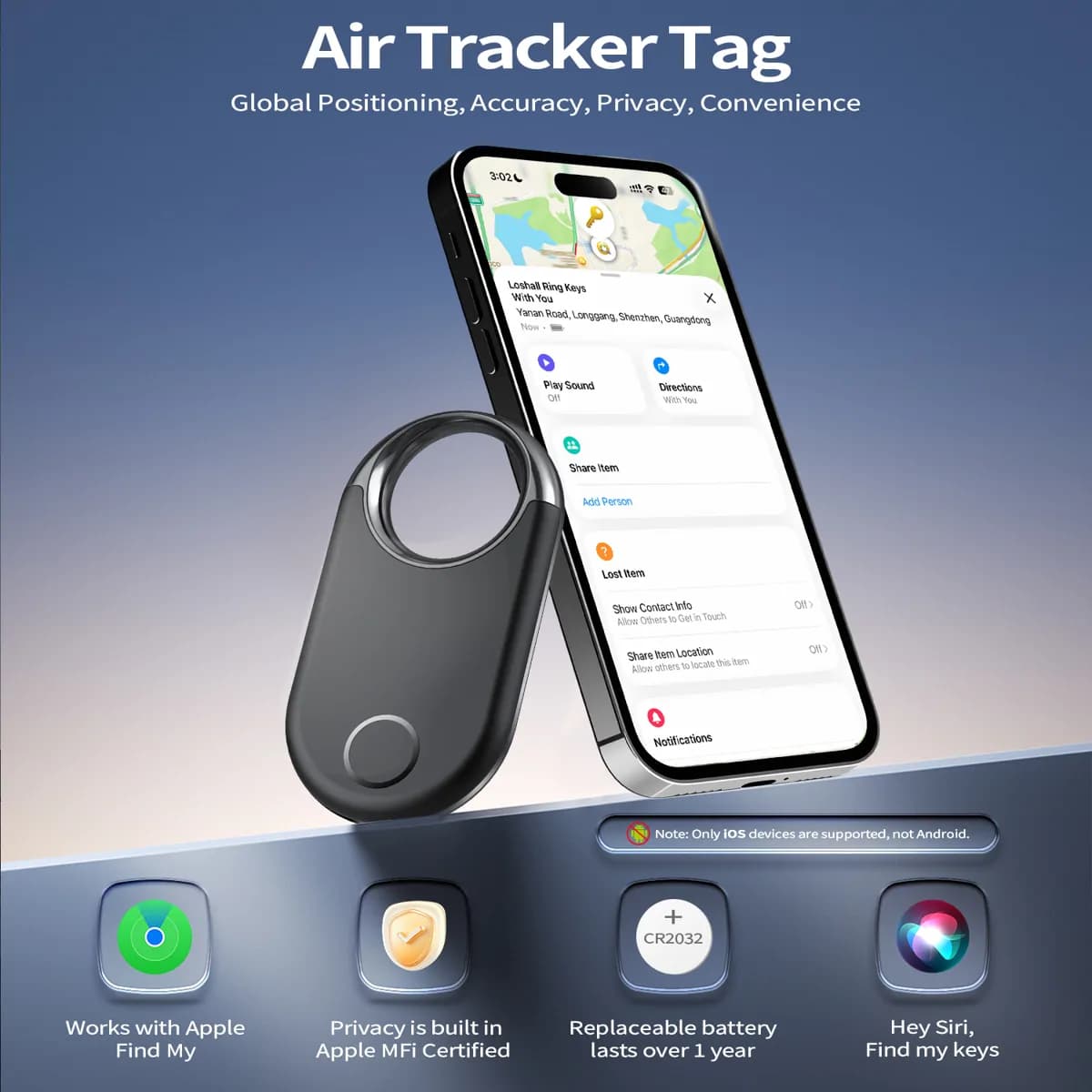 Black Smart Tracker for Apple Find My Luggage and Keys 4