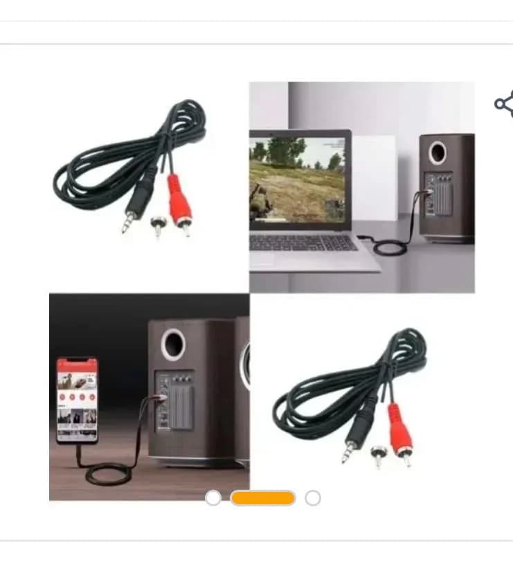 2 To 1 Audio Cable - 1 Male Jack To 2 Rca