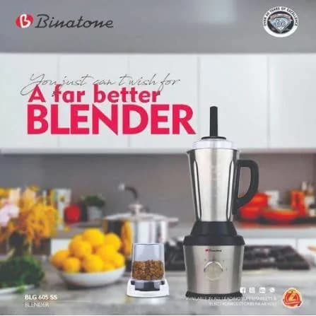 Binatone Stainless Steel Blender With Grinder Blg 605 Ss 4