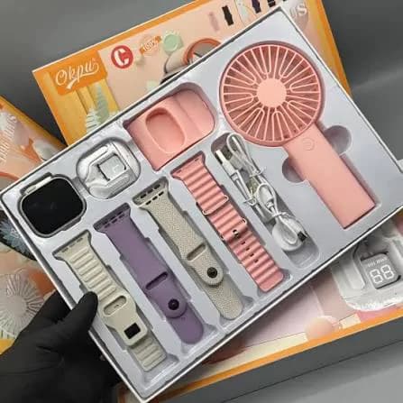 D96 Plus Ultra Smart Watch, Earphone, Rechargeable Fan