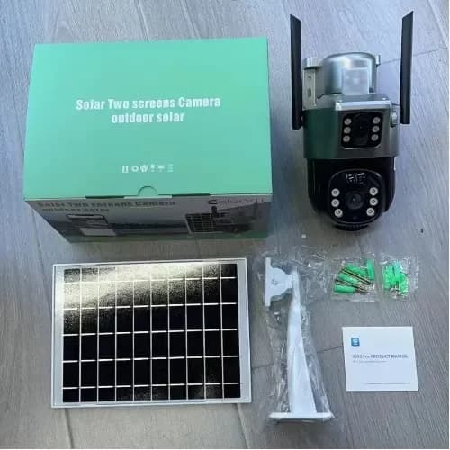 AI Human Detection Outdoor Security Solar 4G Camera V380 Dual Lens 4
