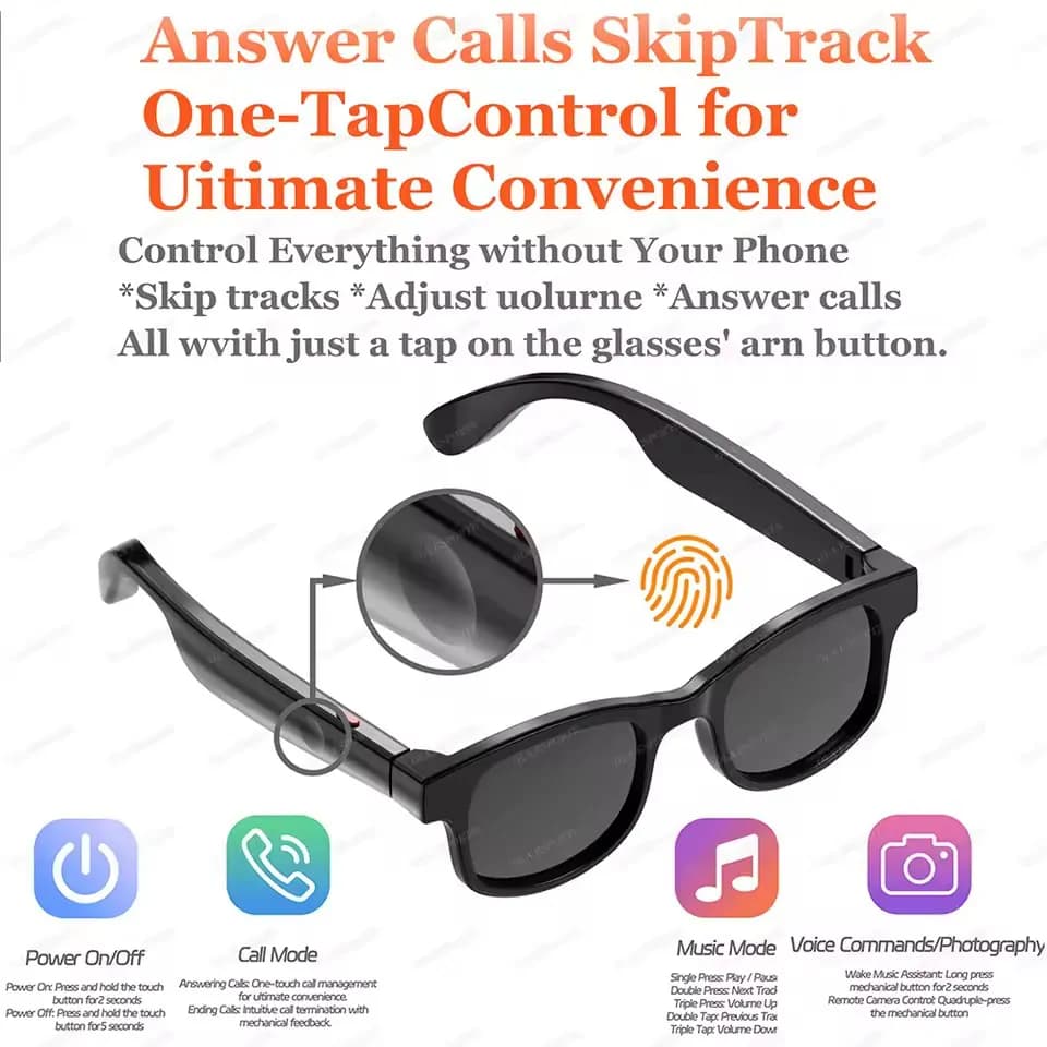 Smart Bluetooth Sunglasses Phone Call-play Music-photography 4