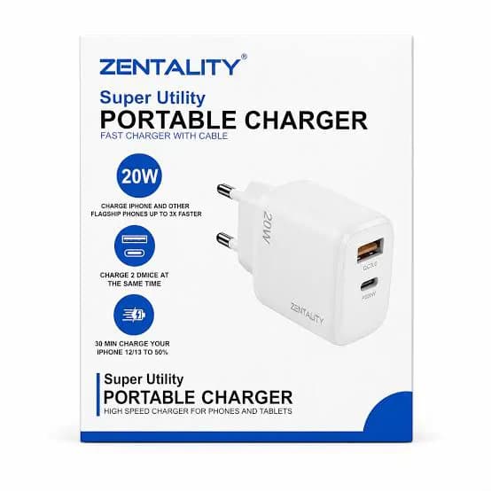 Zentality EU Charger 20W Dual port A+C 3