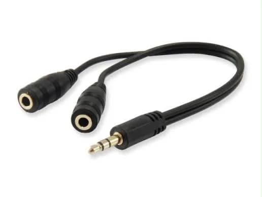 4 Pole Male To Dual Female Audio Splitter  Adapter - 3.5mm 3