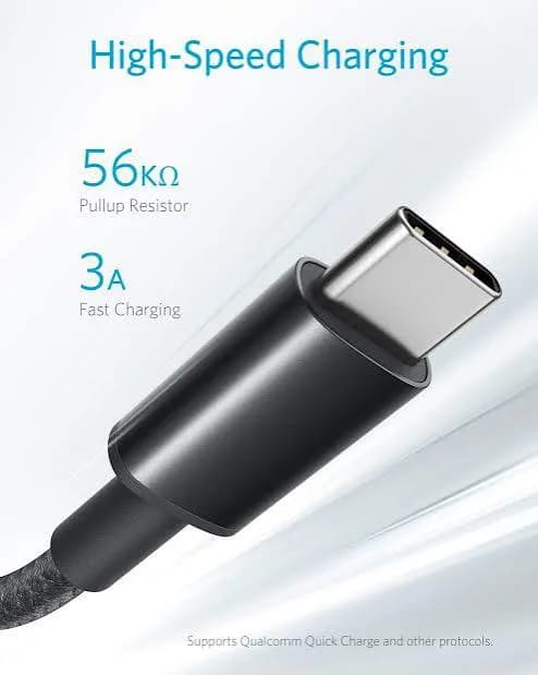 Anker Powerline Premium Nylon USB-C Cable [5-Pack, 6ft] - Black