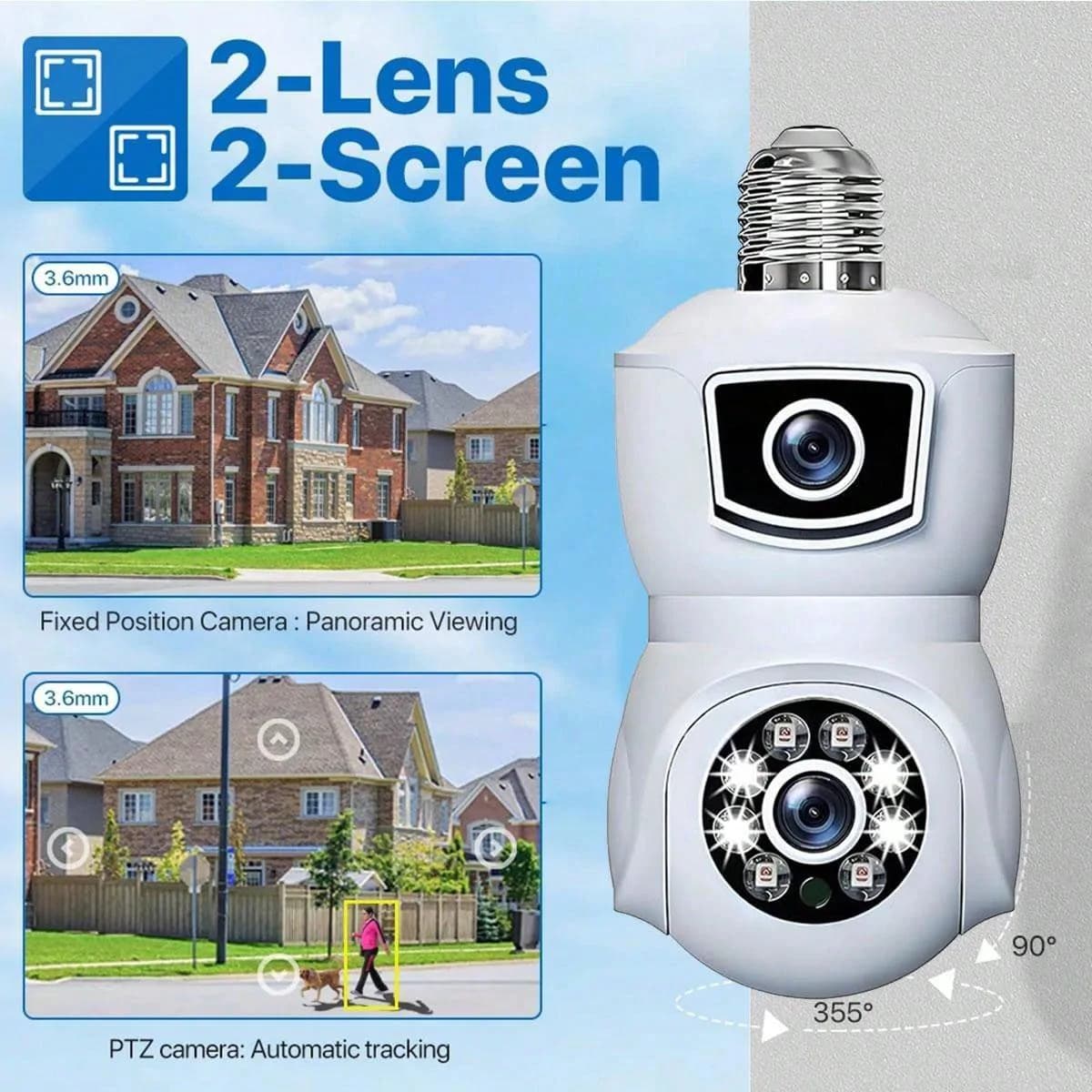 Dual Lens Smart Bulb Wi-Fi Camera – Night Vision, Motion Detection & 360° PTZ Security Camera 4