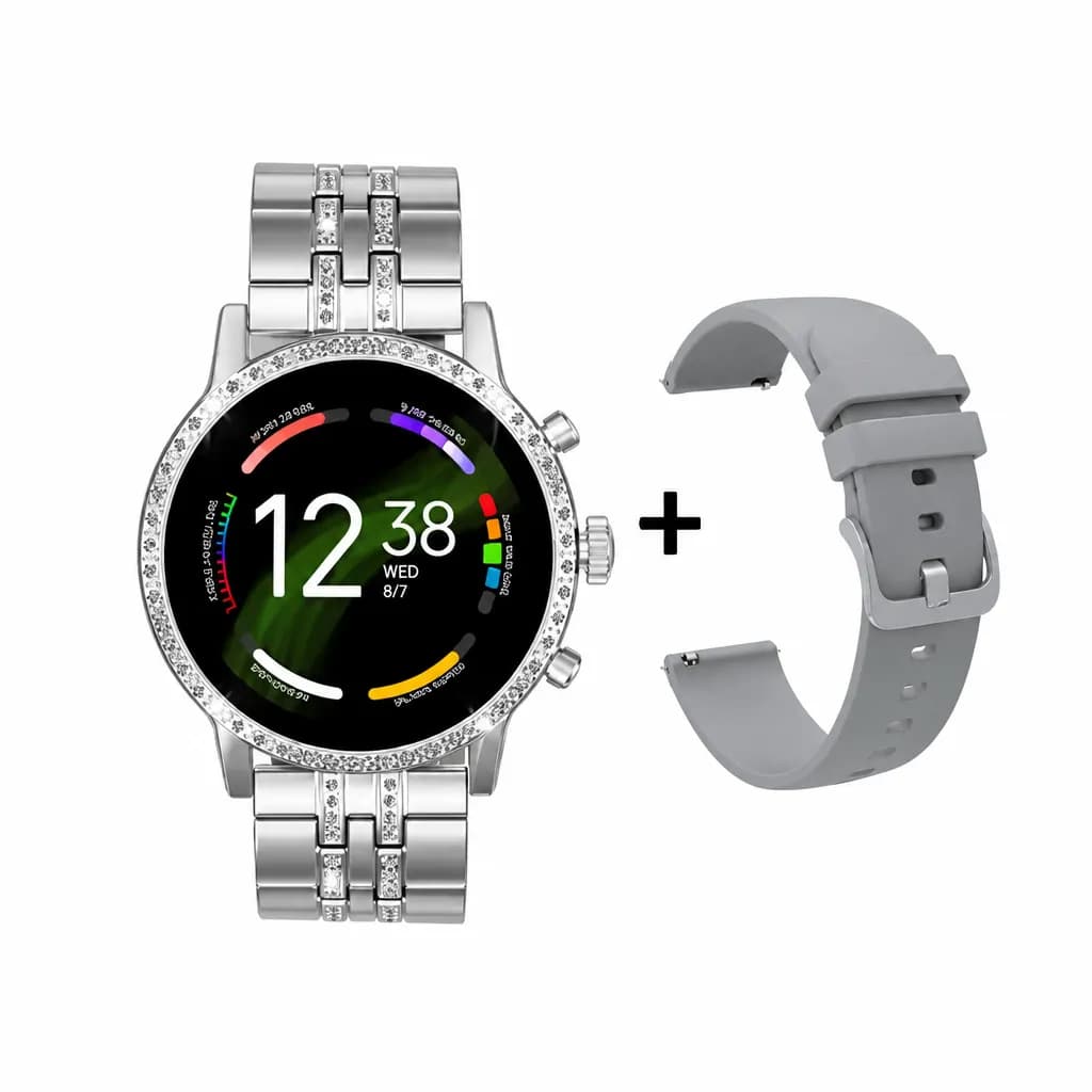 Diamond Smartwatch With Silicone & Chain Straps Model G12 Pro