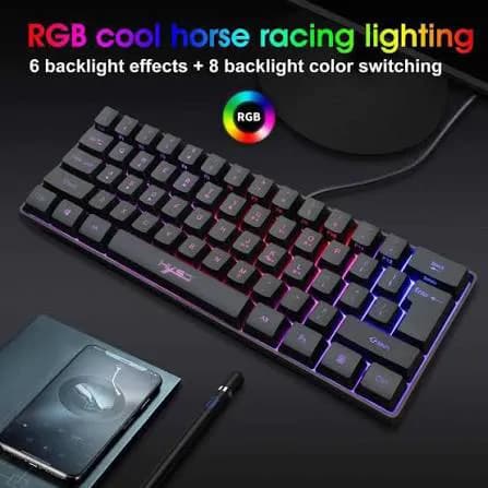 Gaming Rgb Keyboard For Gamers Usb Backlight Keyboard With Multiple Shor - Hxsj V700 - 61 Keys