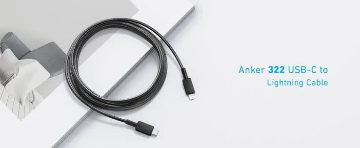 Anker 322 USB-C to Lightning Cable 3ft Braided - Black 2