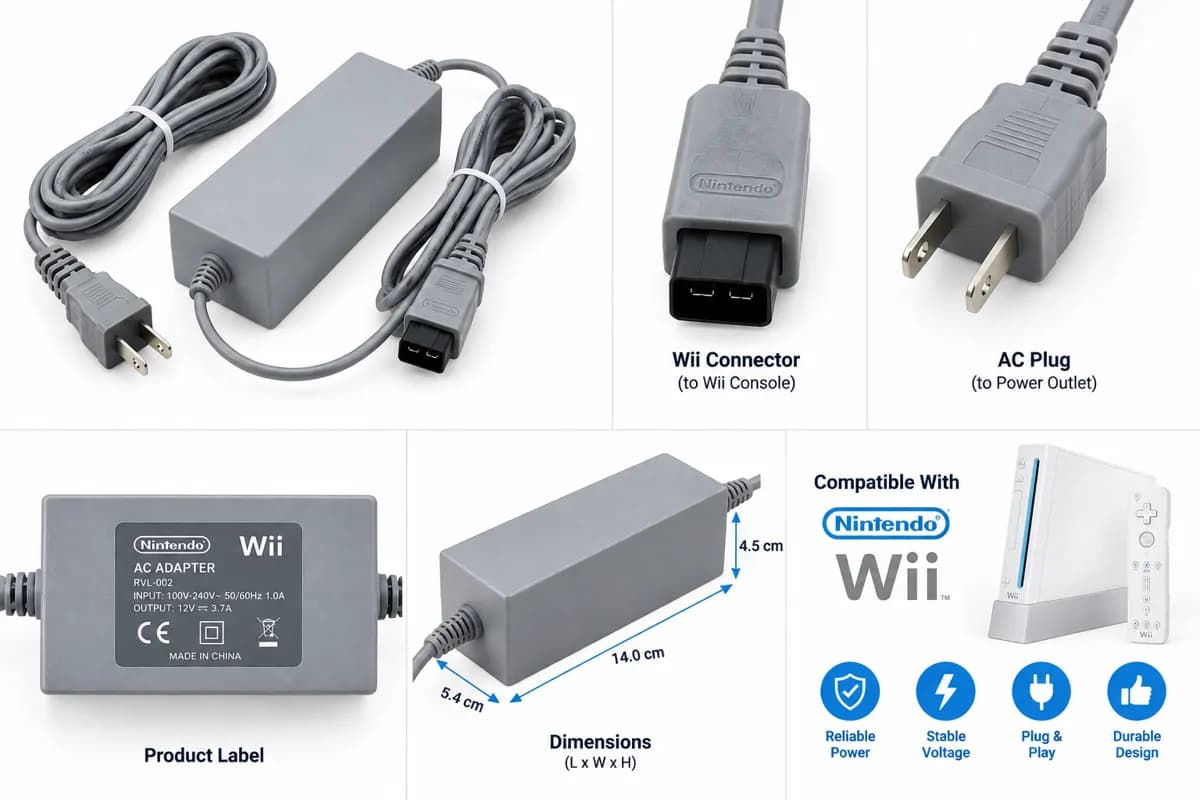 Nintendo Wii Replacement Power Supply AC Adapter 3
