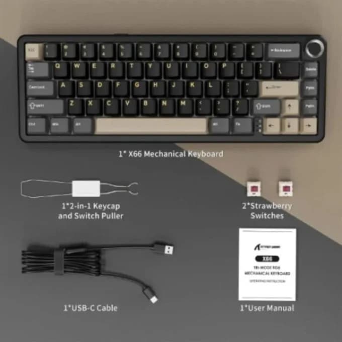 Attack Shark X66 Wireless Mechanical Gaming Keyboard With Knobtri Mode Usb-c/bt5.0 4
