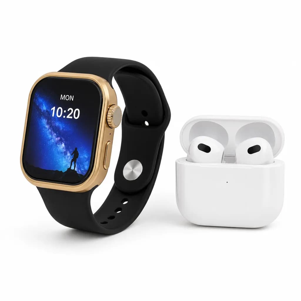 2-in-1 I20 Ultra 2 Max Suit Smart Watch And Bluetooth Earphones