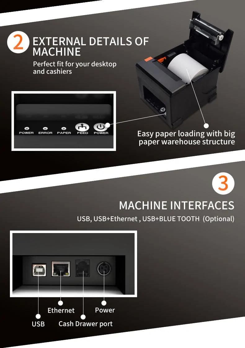 Netum NT-8360 80mm Thermal POS Printer with Auto Cutter 2