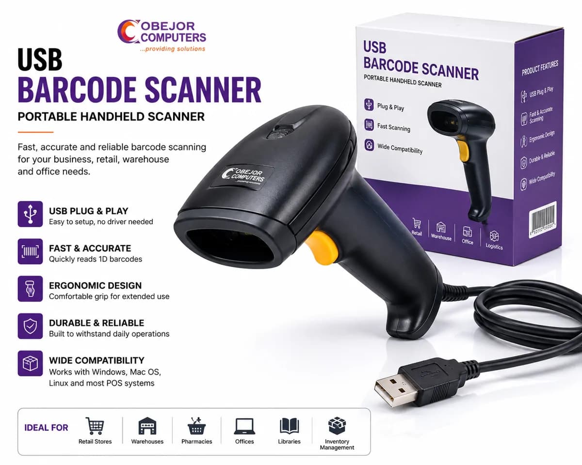 USB Barcode Reader Portable Handheld Barcode Scanner 2