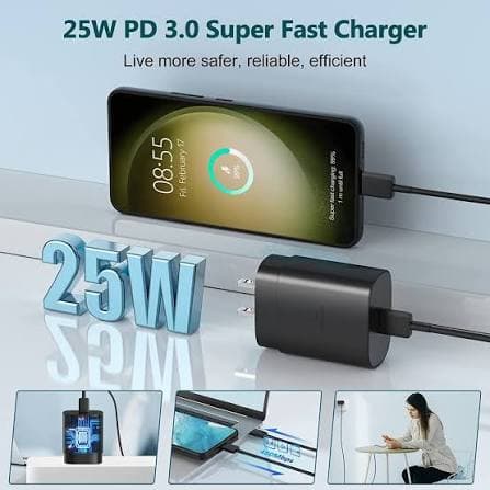 Samsung 25W Super Fast Charging USB-C Power Adapter with USB-C Power Delivery (PD) 3.0 PPS Technology 3