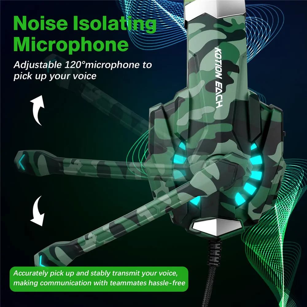 G9000 Pro Noise Isolating Gaming Headset + Mic For Ps5 Ps4 Pc Xbox Phones & Tablets - Green 8