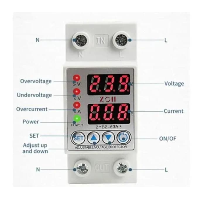 Blue Gate Current and Voltage Protector 63A 220VAC 3