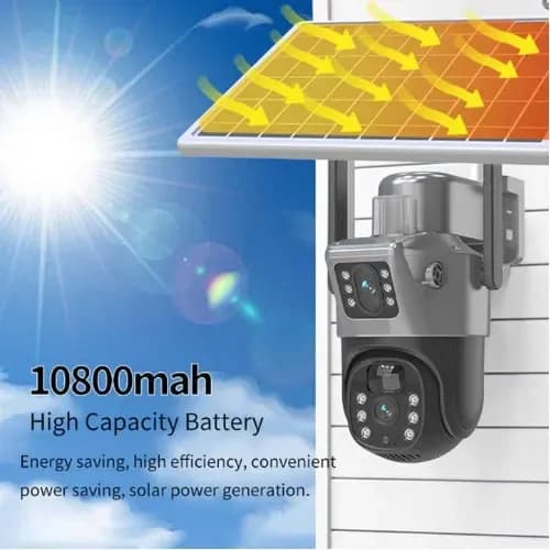 AI Human Detection Outdoor Security Solar 4G Camera V380 Dual Lens 3