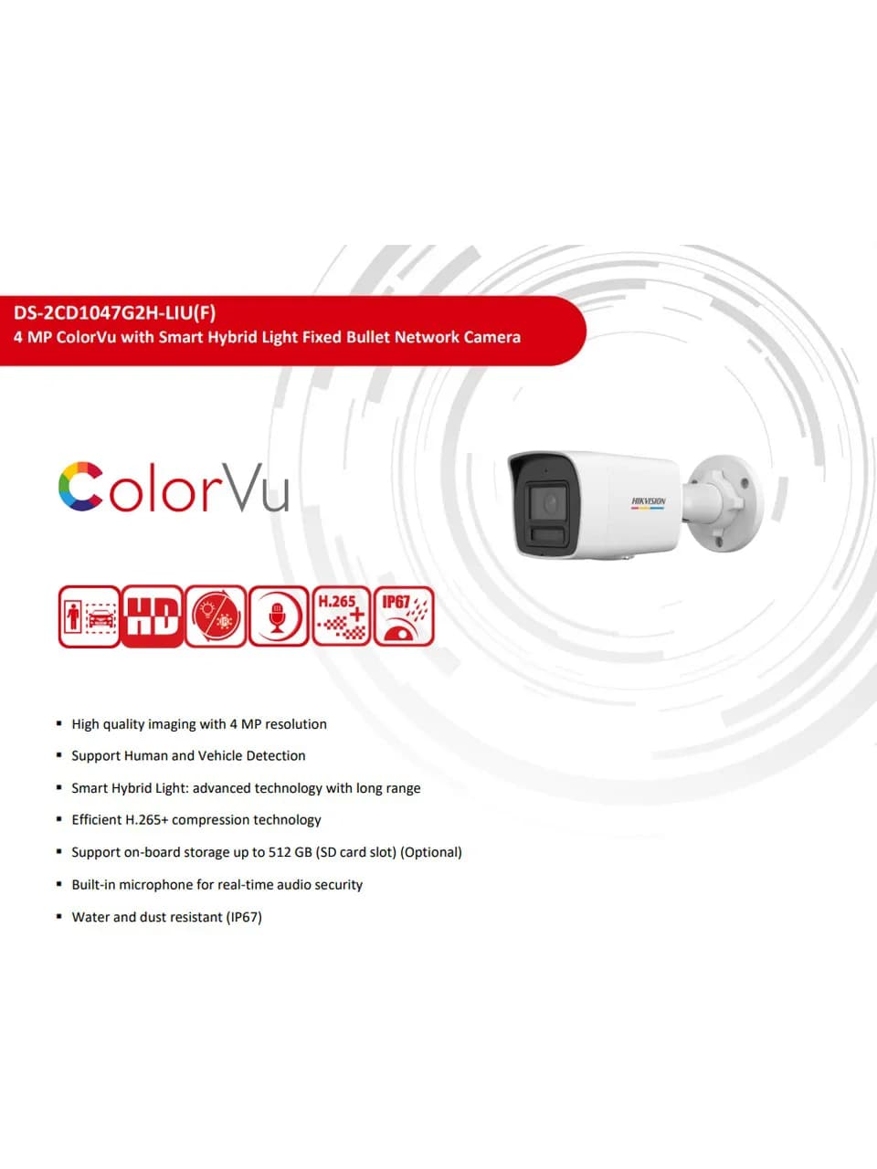HikVision 4 Mp Colorvu  Ip Camera - Ds-2cd1047g2h-liu 3