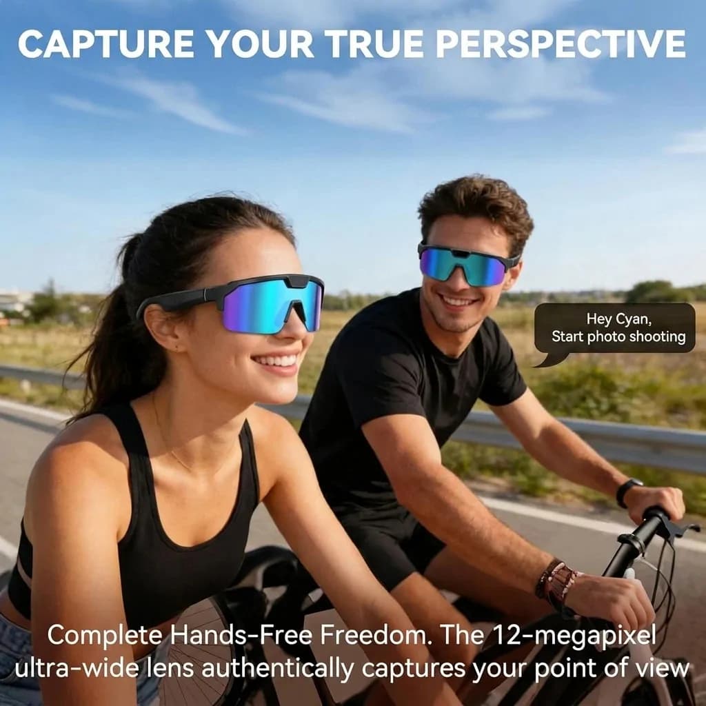 Snt stride Ai smart 12mp HD camera BT chatgpt Music cycling Glass 2