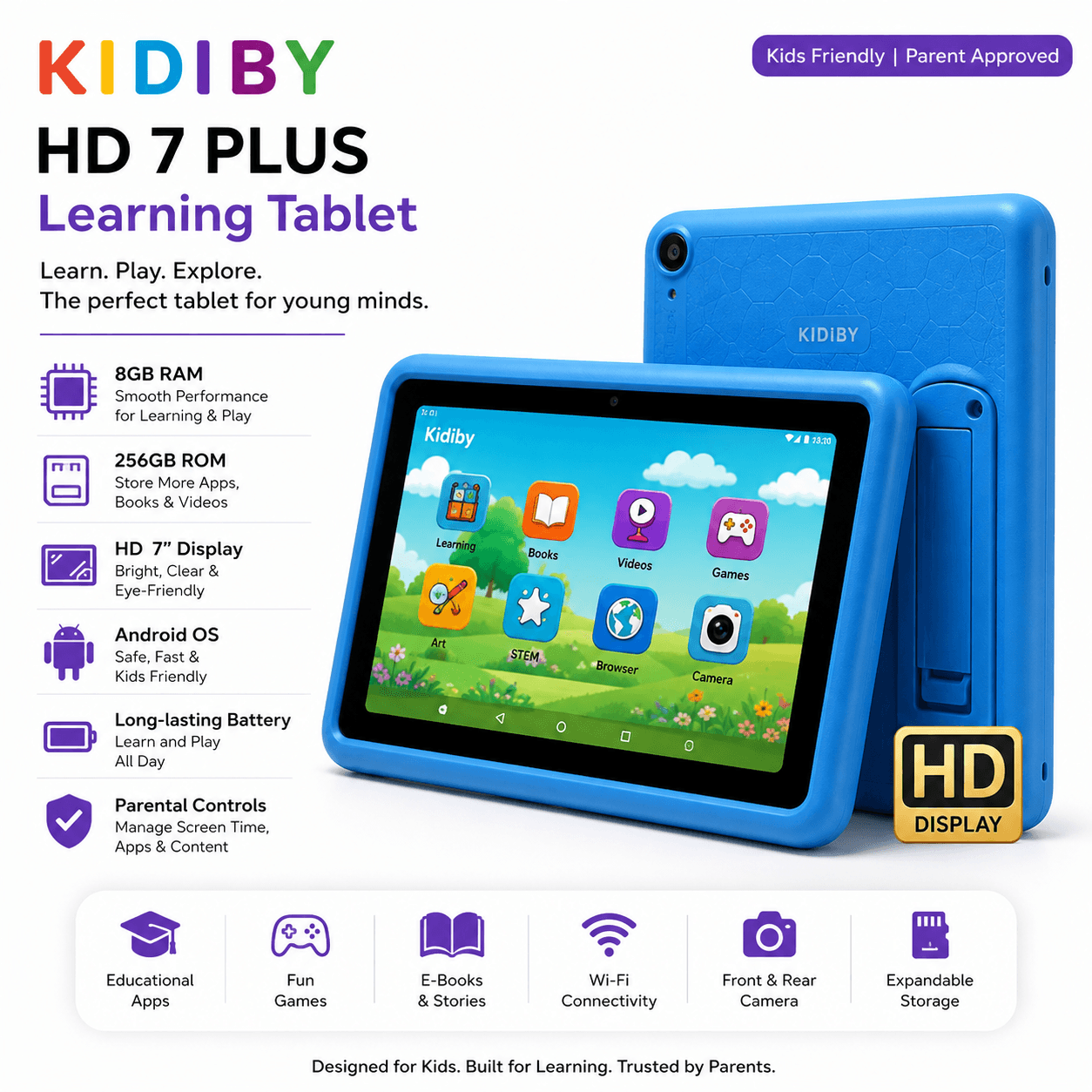 Kidiby Hd 7 Plus 8gb Ram 256gb Learning Tablet 2