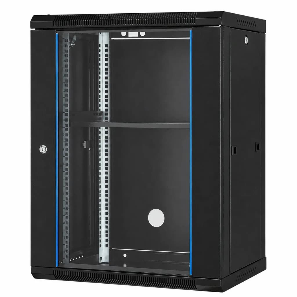 AICO 15U Wall Mount Network Server Data Cabinet Enclosure Rack with Glass Door Lock