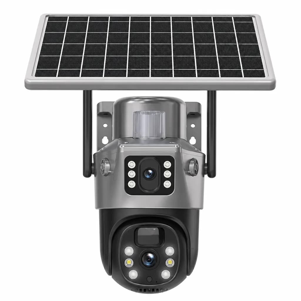 Smart AI 4K Solar Powered Security Camera – Wireless 4G/5G Dual Lens PTZ Outdoor CCTV with Night Vision & Battery Backup