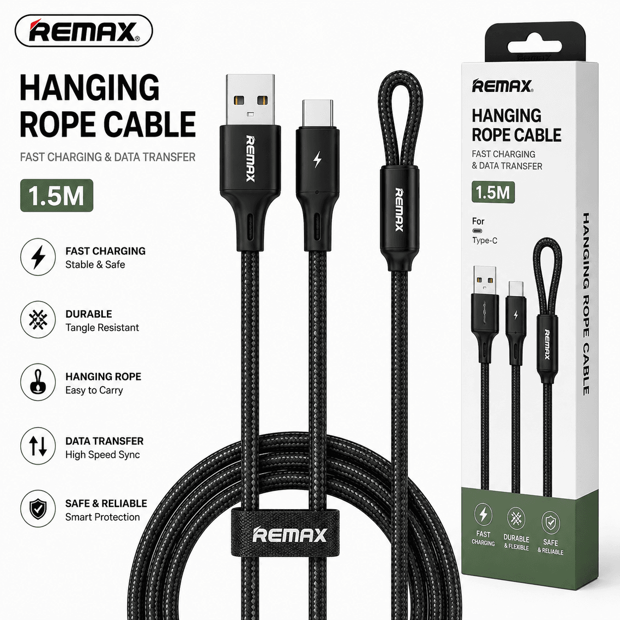 Remax Hanging Rope Fast Charging Cable (1.5M) 3
