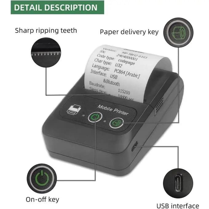 Xpro Xrp-531 Mini Bluetooth Thermal Printer With Accessories 4