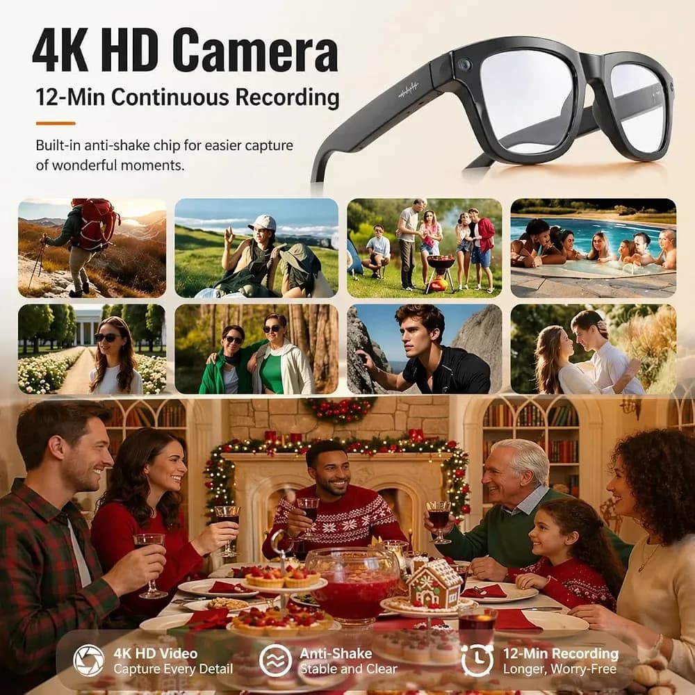 Smart Recording Glasses HD Video Translation ChatGPT ENC 3 Lens 3