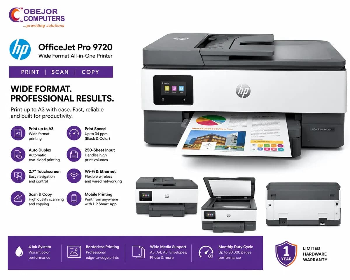 Hp OfficeJet Pro 9720 Wide Format All In One Printer