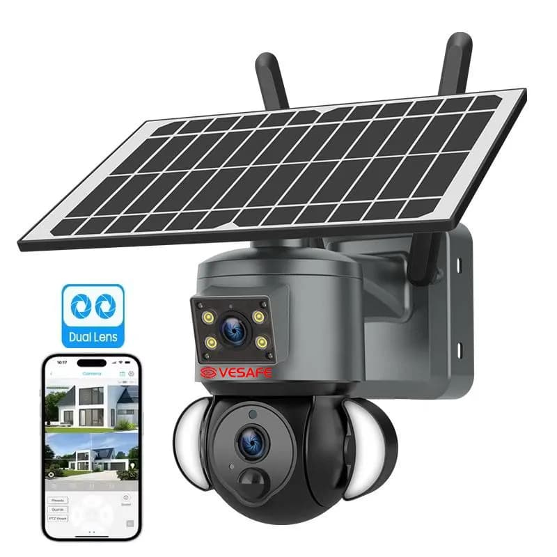 Smart AI 4K Solar Powered Security Camera – Wireless 4G/5G Dual Lens PTZ Outdoor CCTV with Night Vision & Battery Backup 3