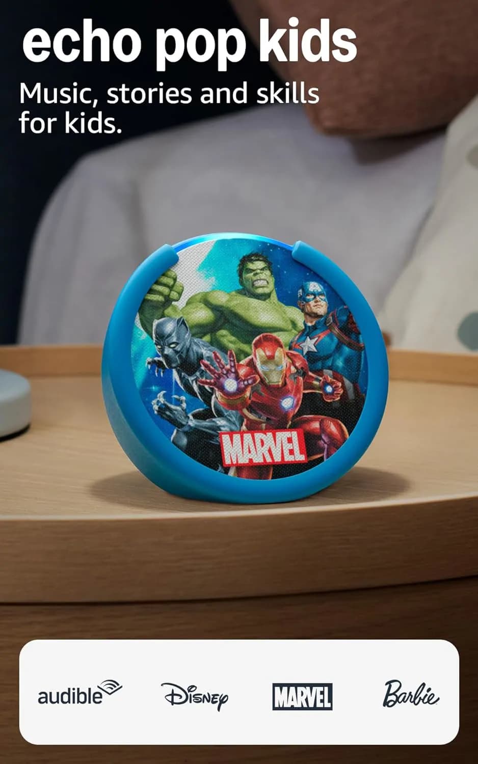 Amazon Echo Pop Kids Avengers Edition Smart Speaker 8